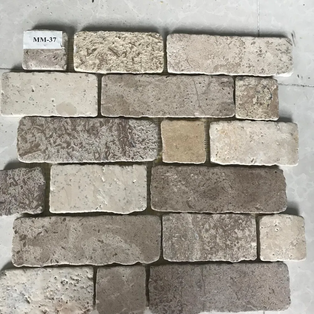 China split face natural beige travertine stone mosaic floor and wall tiles 30 x 30