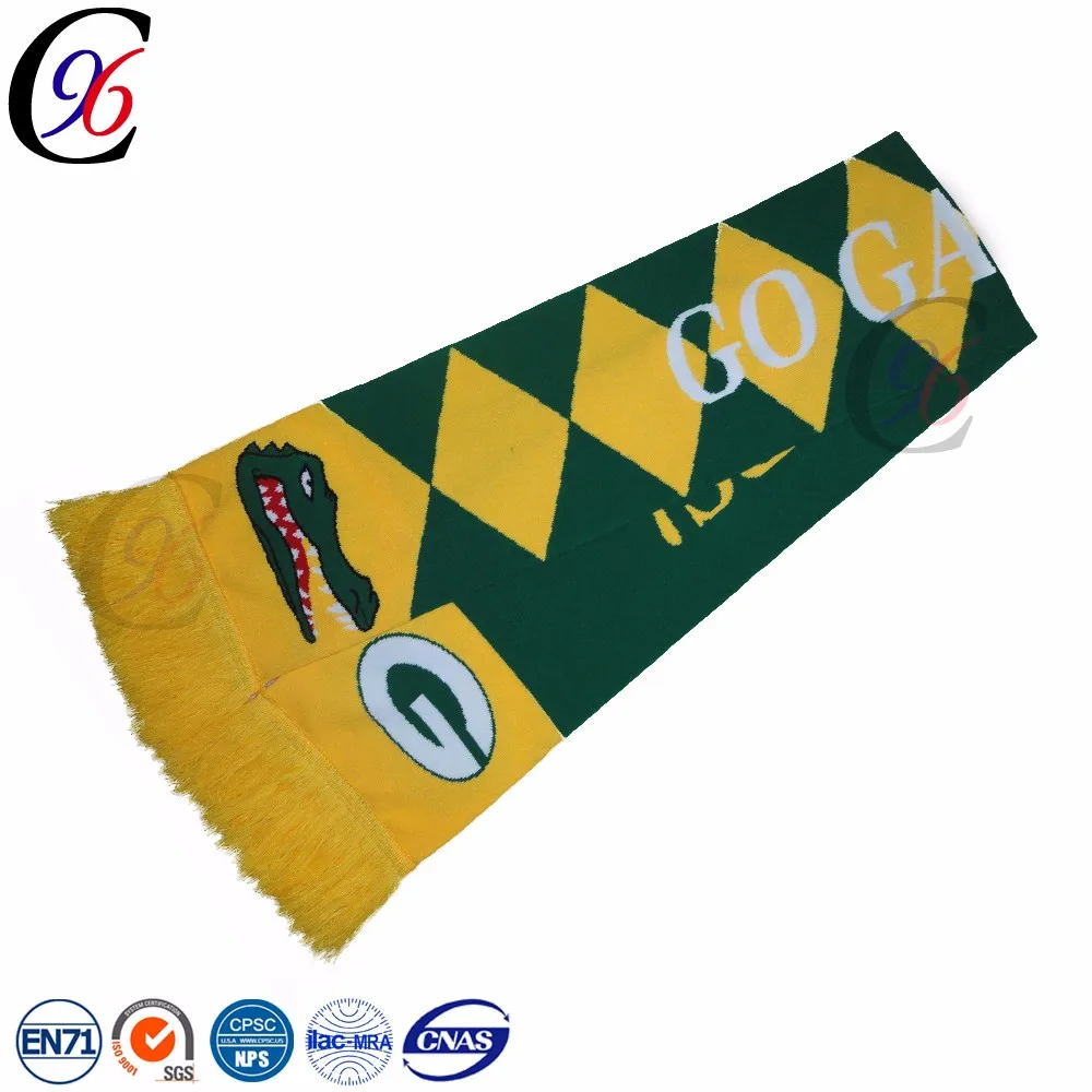 Chengxing wholesale new style cheap popular fabric crochet winter custom logo soccer football fan printed knitted scarf