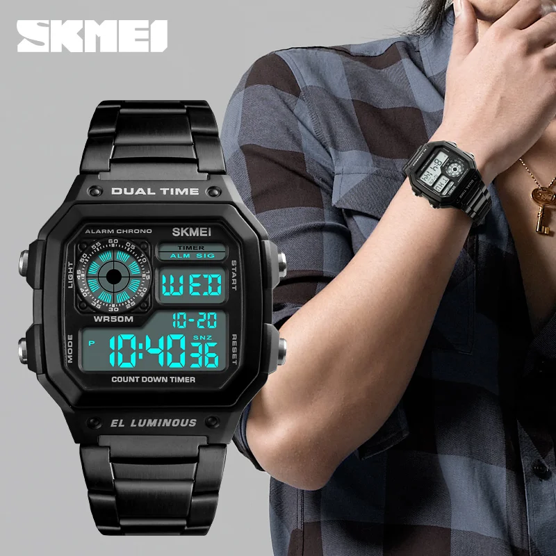 skmei dual time watch price