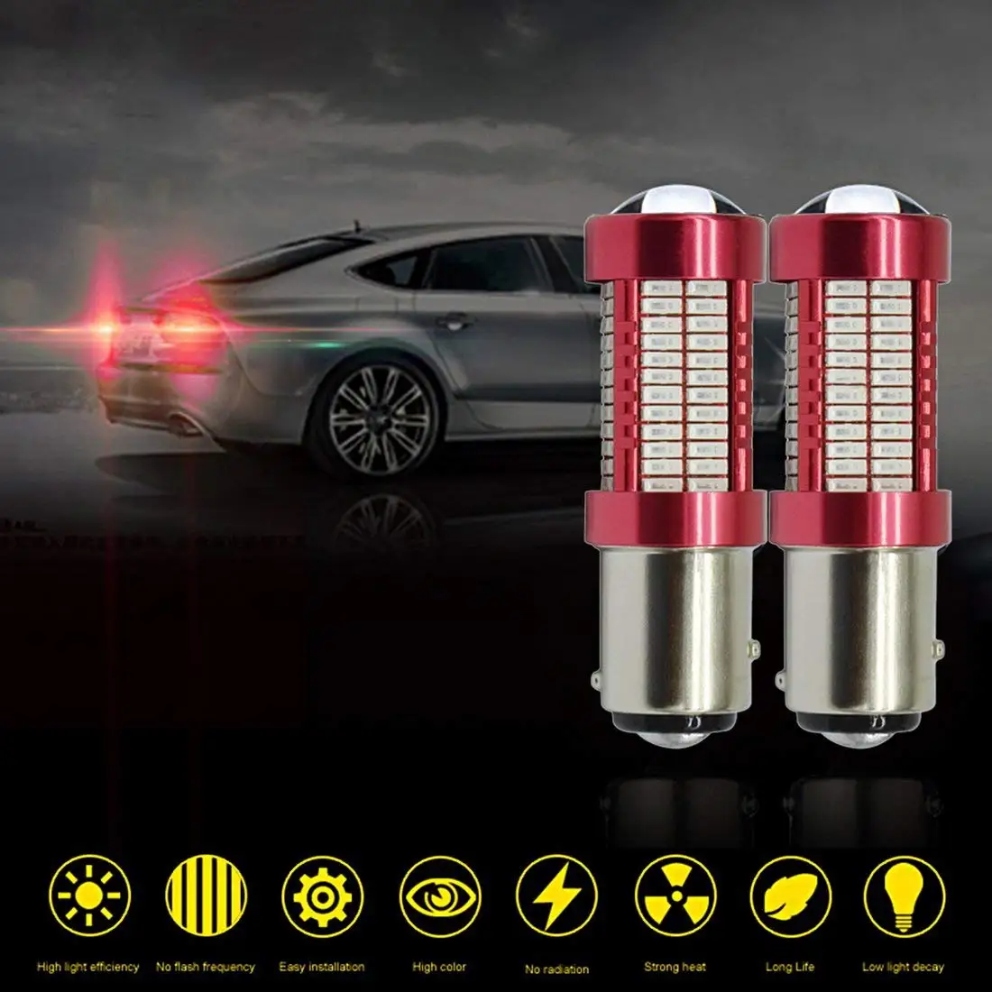 Get Quotations · Set of 2 Bulbs,1157 LED Bulb Red 9V - 30V (4W 460 Lumens