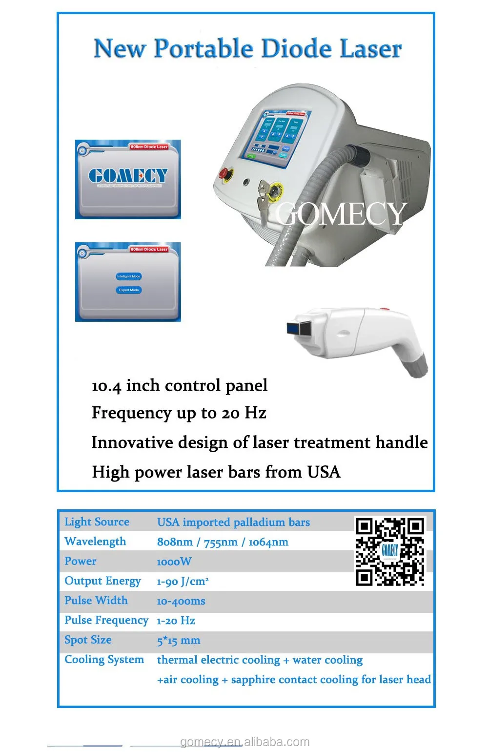 portable 808 Diode laser/808nm diode laser hair removal/ laser hair depilation medical equipment alibaba China