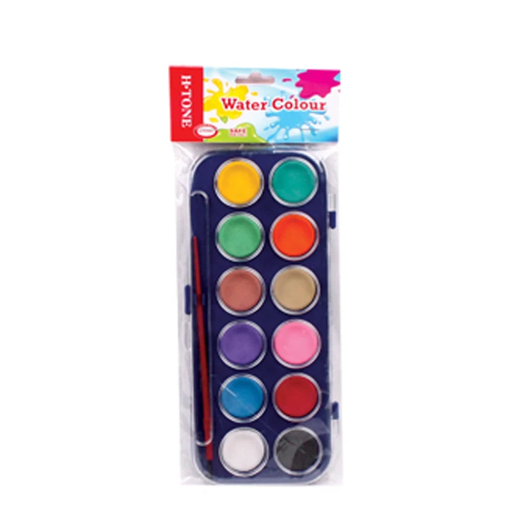 SET OF 12 WATERCOLOUR PAINTS ASSORTED COLOURS