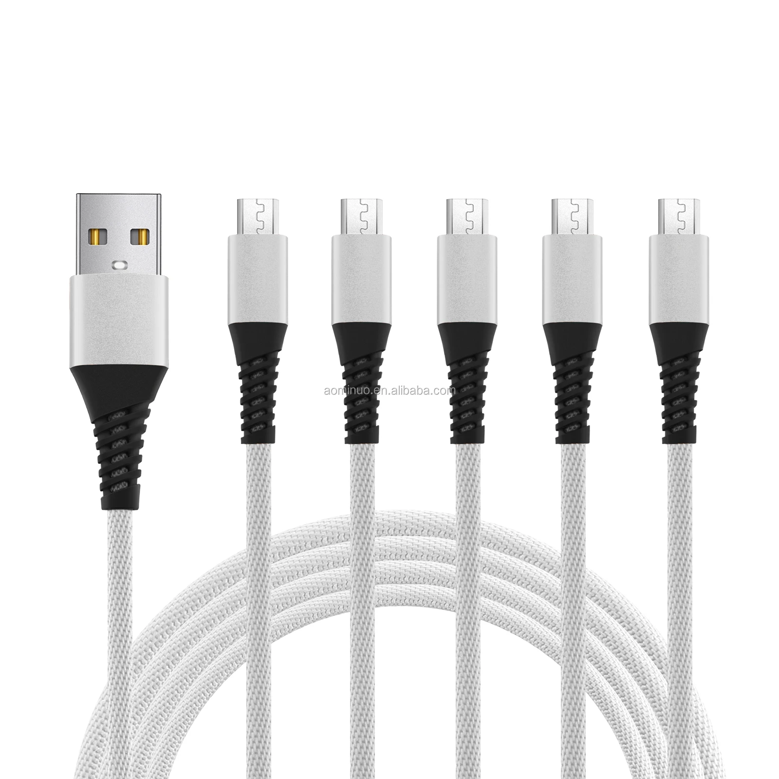 1m 3ft 2.4a Micro Usb Cable V8 Cord Metal Head Micro Usb To Usb Data