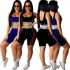 Gym sports wear workout 2 piece crop top and short set women