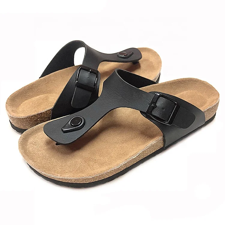 Men's Wholesale Summer Comfortable Cork Sole Slip On Slippers And