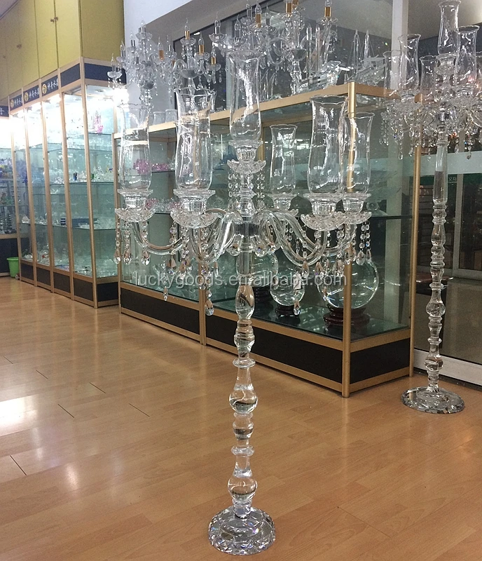 Elegant Tall Crystal Candle Holder With Hanging Crystals Buy Crystal