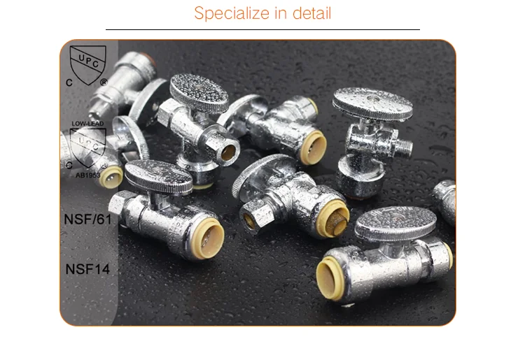1/2" Push Fit X 3/8" Od Compr Straight Stop Valves 1/4 Turn Leadfree