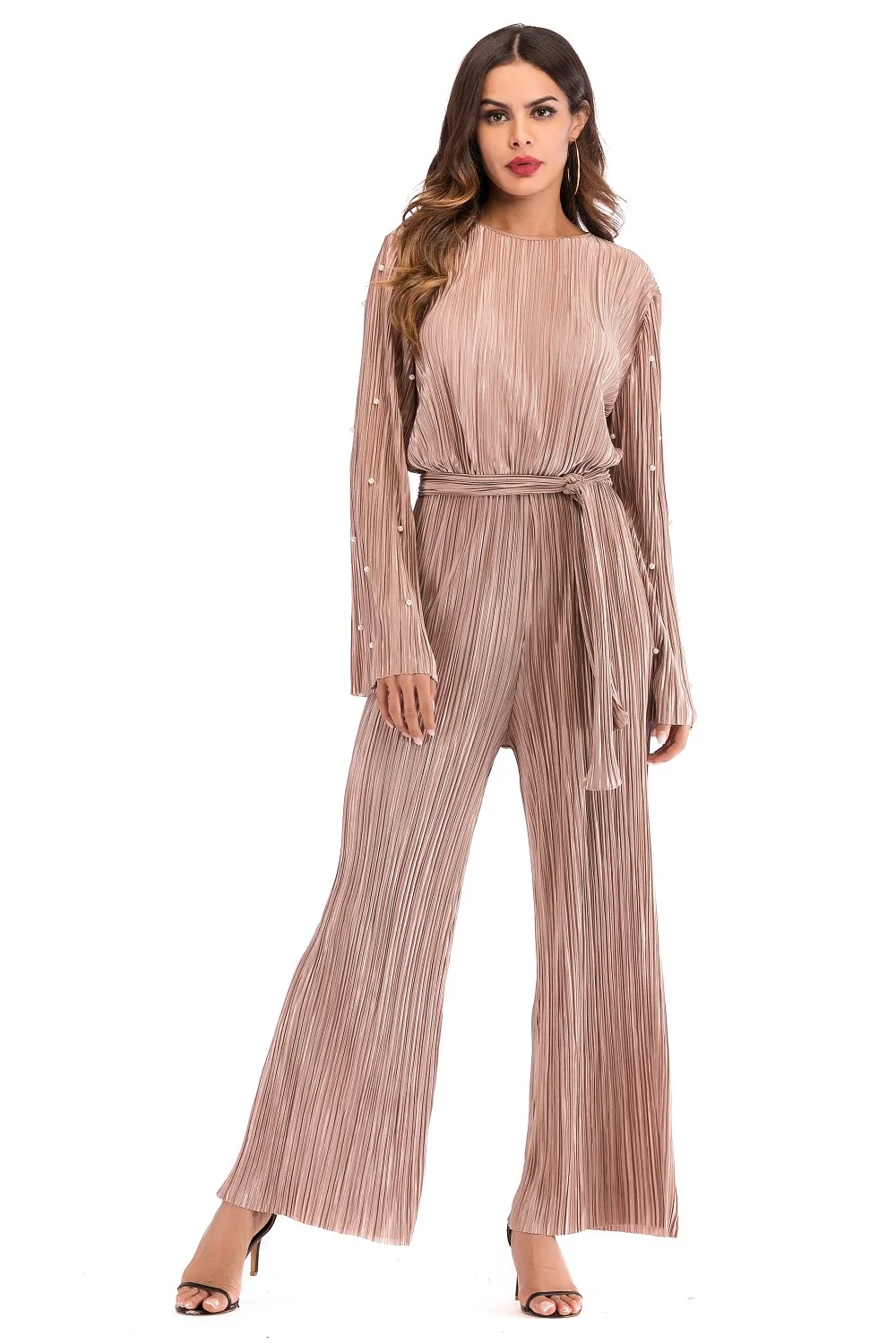 1635# Women Muslim Jumpsuit Flare Sleeve Long Wide Leg Trouser 1 Piece ...