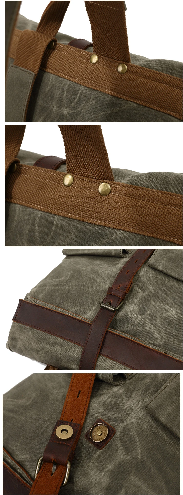 New design wholesale waterproof waxed canvas vintage bicycle unisex outdoor backpack back pack bagpack bag