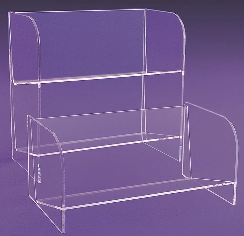 2 Tiers Clear Acrylic Cd Dvd Shelving Units Bins Easel Display Stands