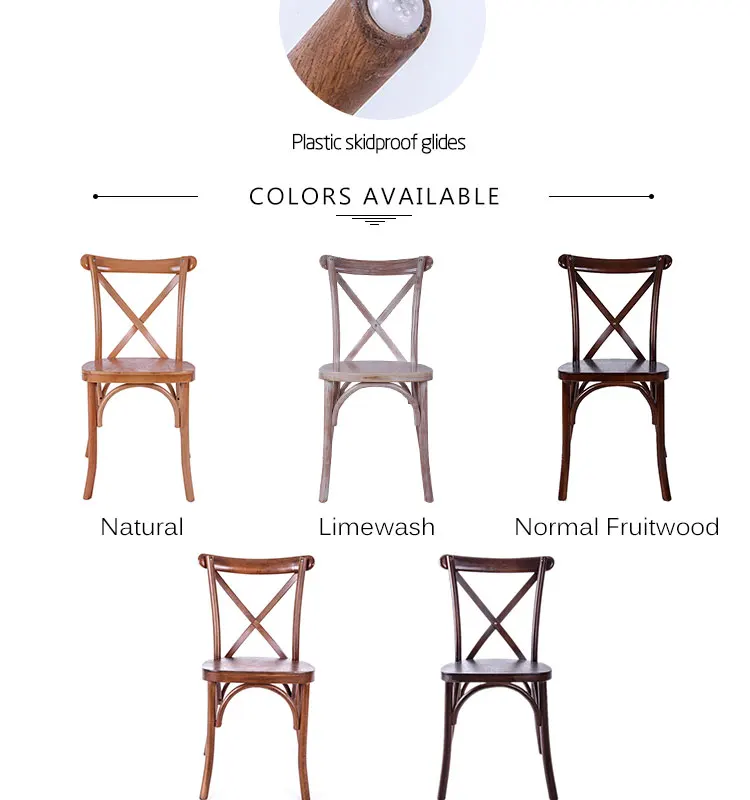 Rental Oak Wood Banquet Cross Back Chairs for Wedding Dining Party
