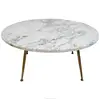 Vintage Marble Top Round Canada Coffee Table in Brass Gold