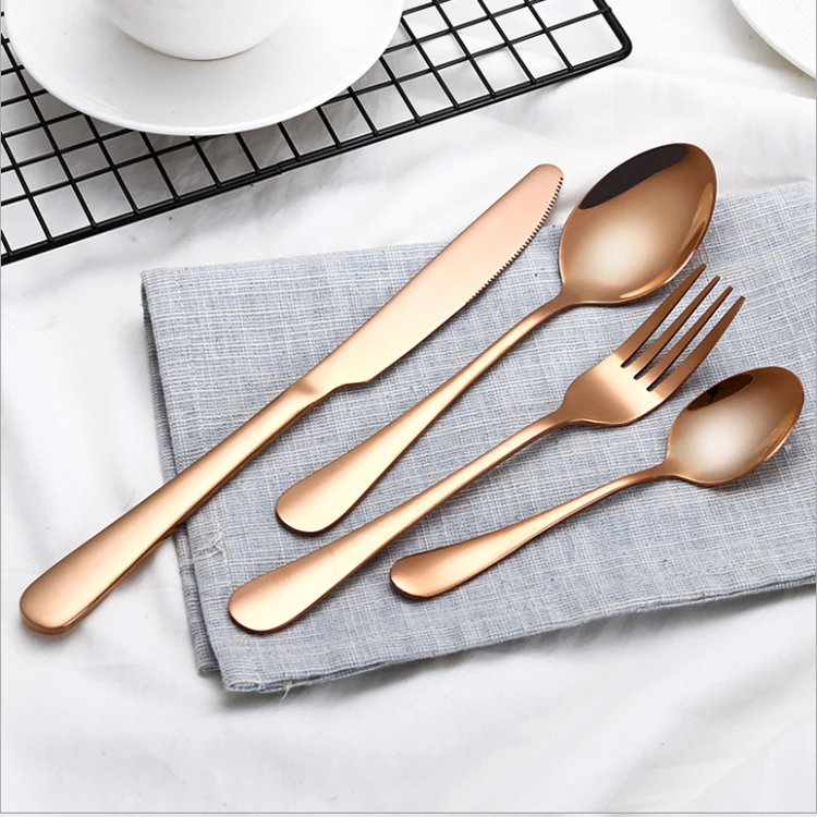 Small Moq 4pcs Cutlery Manufacturers Tableware Stainless Steel Copper