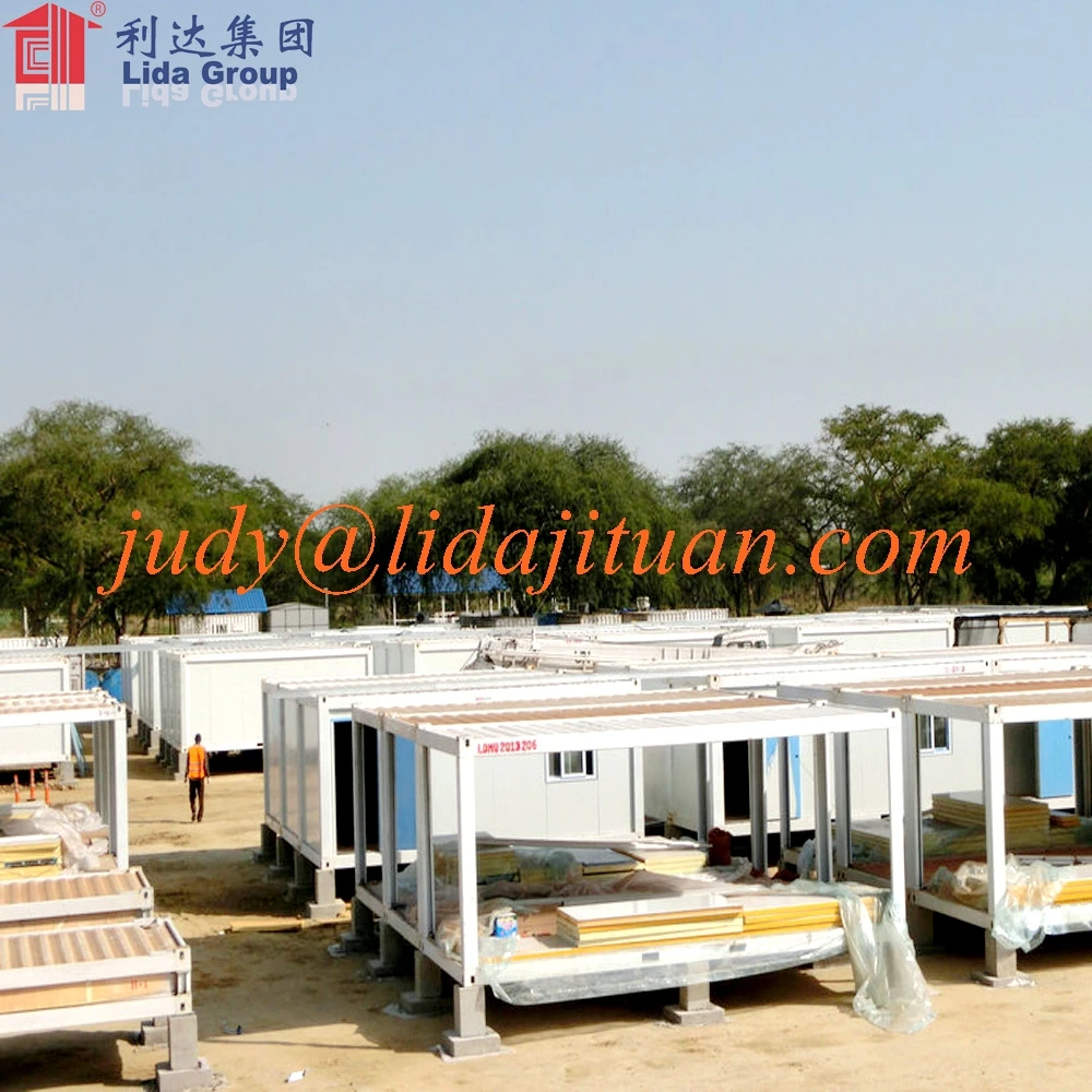 prefabricated 20 feet flat pack habitable container house with bathroom