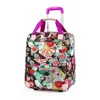 Sublimation offset printed floral nylon fabric trolley tapestry laptop travel bag, tablet notebook computer roller travel bag