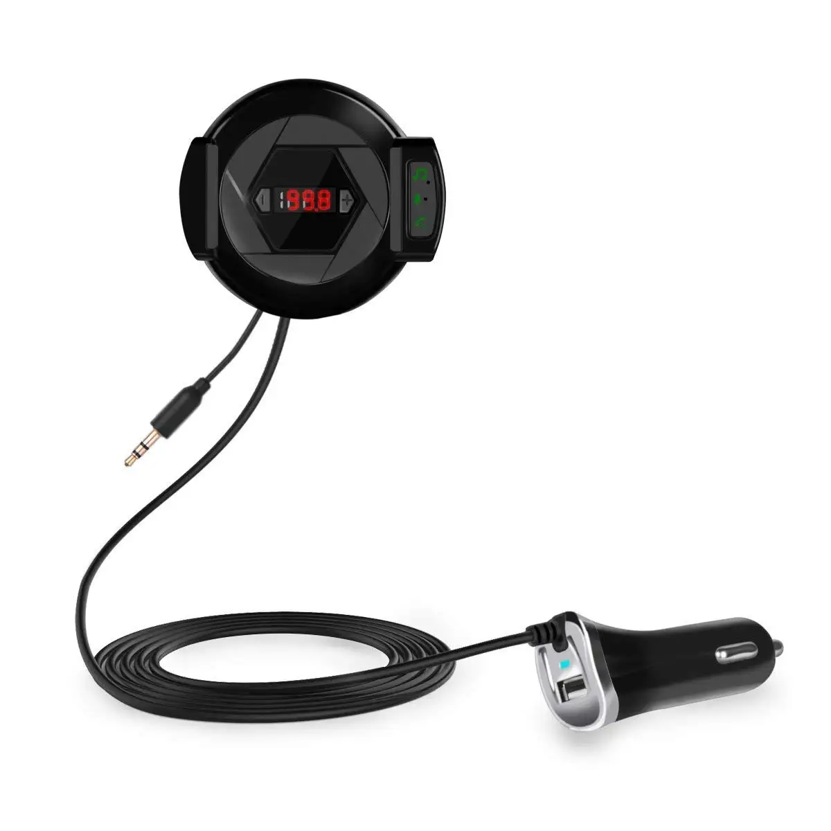 AOZBZ 3 in 1 Car Bluetooth 4.0 FM Transmitter with Air Vent Phone Holder Stand and 2.1A USB Fast Charger Support Music Play Hands-free Call and AUX-IN, DC 12-24V