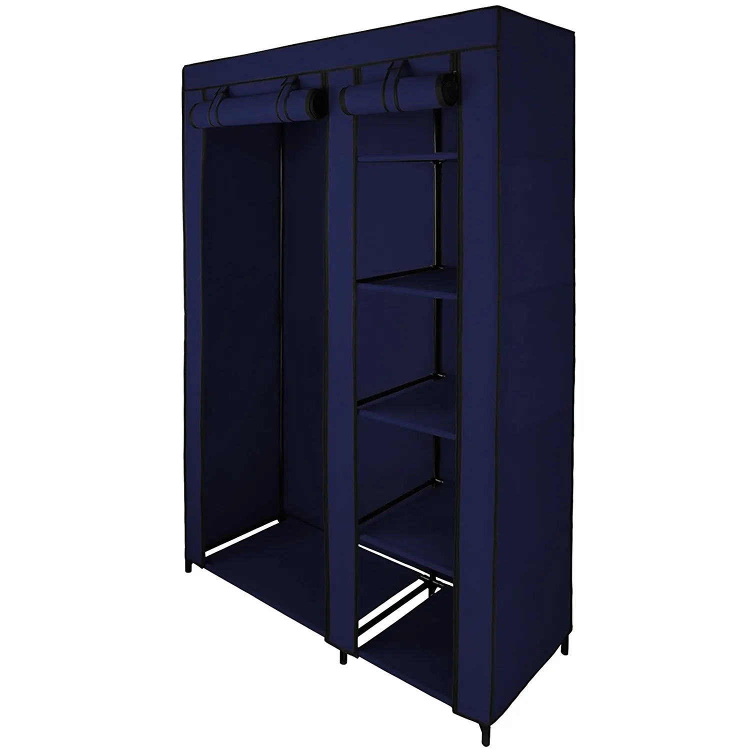 Metal Frame Portable Closet Wardrobe With Hanging Bar Space-saving ...