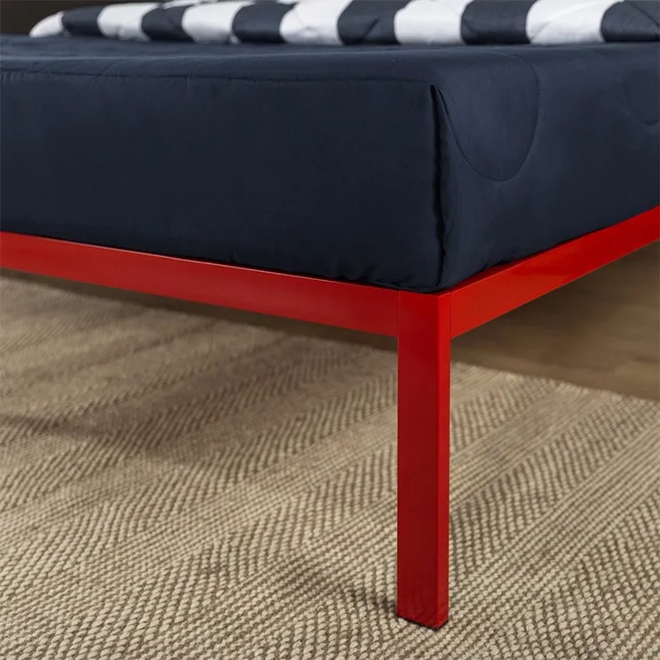 modern single queen metal frame wooden slats platform bed frame