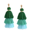 Wholesale New Design Silk Thread 3 Layer Tassel Stud Earrings for Women