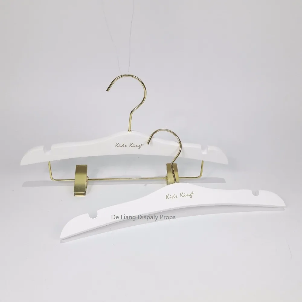 Children Matt White Color Wooden Hanger For Kids Top And Bottom Wooden