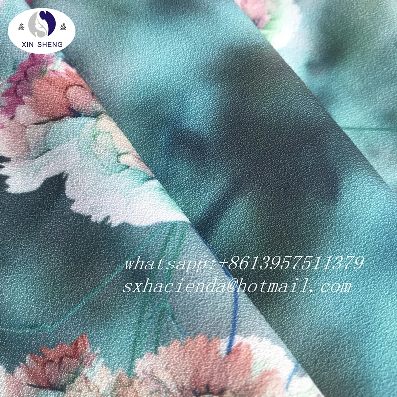 Custom Digital Printed Exquisite Dot Design 100 Polyester Chiffon Moss Crepe For Dress Fabric