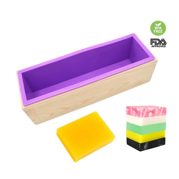 Rectangular Soap Silicone Loaf Mold Wood Box For 42oz Soap Making