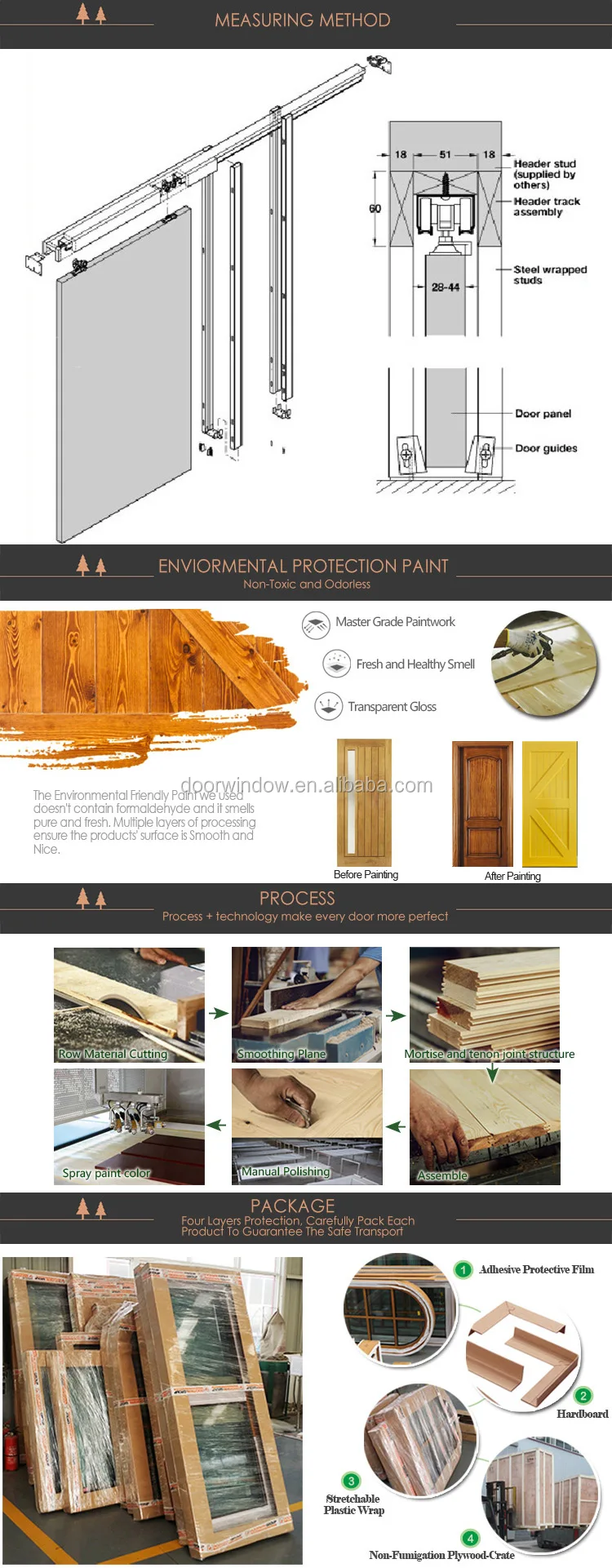 Ad solid oak wood pocket sliding door for closet/pantry/bed rooms