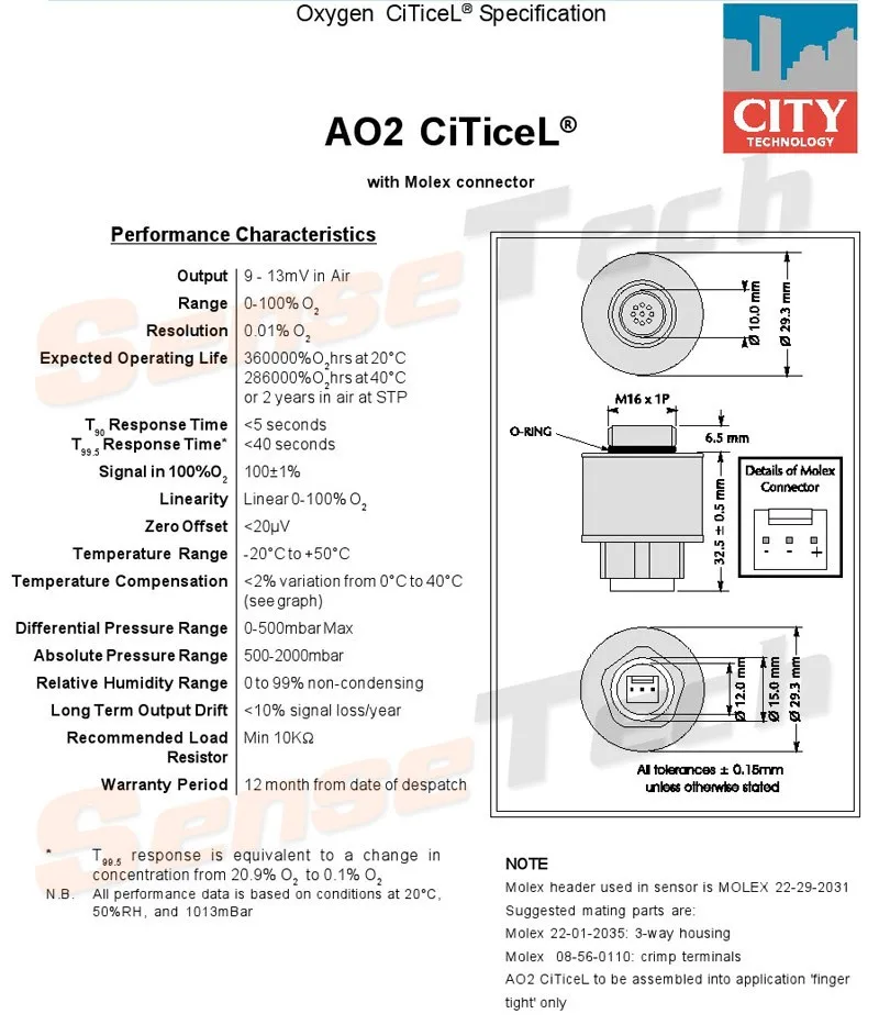 Sensor Original De Oxígeno Ao2,Sensor De Oxígeno Ptb-18.10 Ao2 Ao2ptb ...