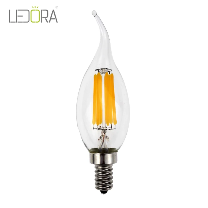 All glass no plastic Ra>90 dimmable led light type e14 e12 led chandelier bulb 2200k 2700k