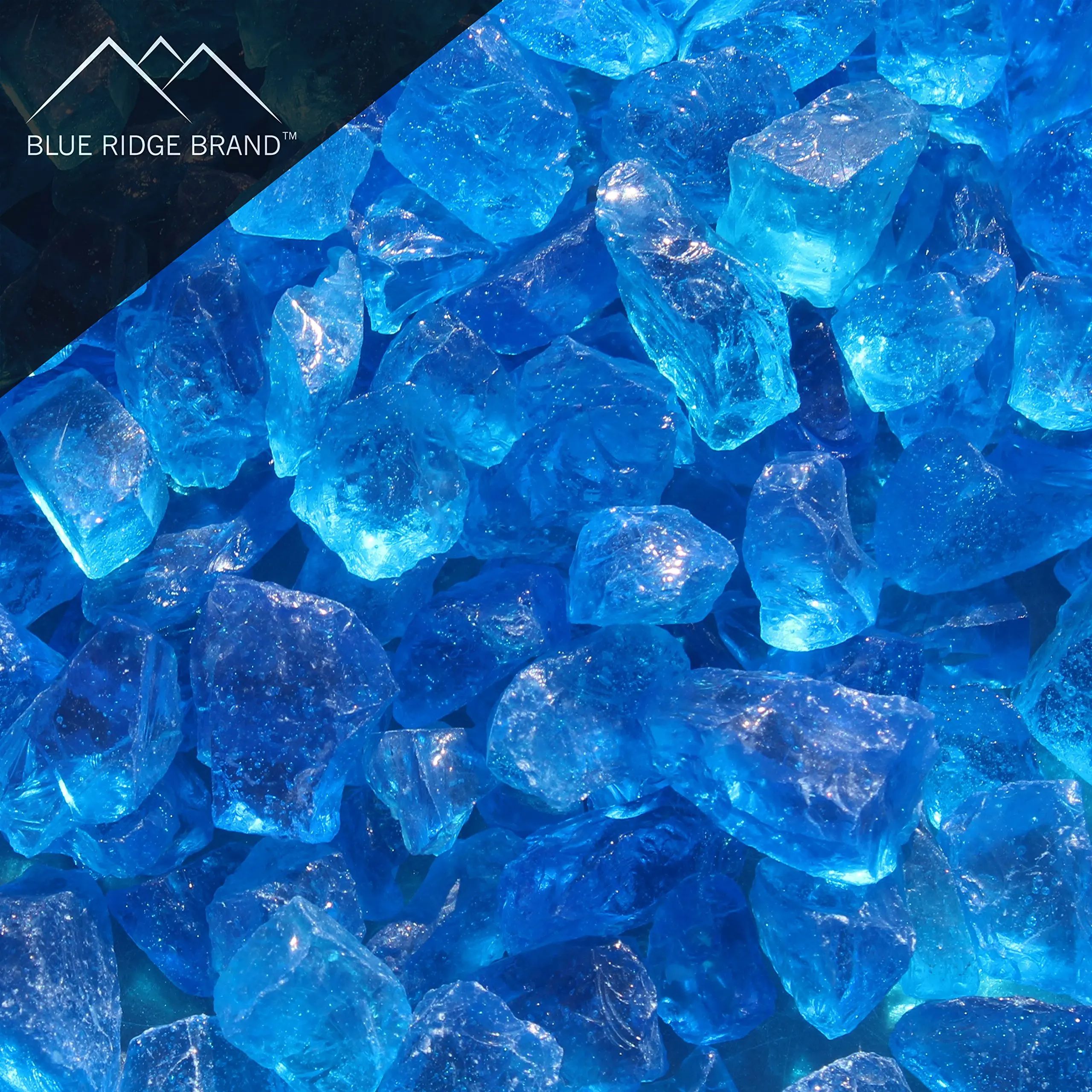 Blue Li Decor Fire Glass Gas Fire Pit Glass Fireglass Diamonds Outdoor/&Indoor 10-Pound 1-Inch,Margarita Azure Luster