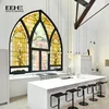 Black Church Double Glazed Aluminum Casement Window Price Per Square Meter
