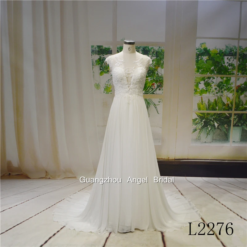 Chiffon Beach Style New Cap Sleeve Wedding Dress 2018 Party Bridal Gown Buy Wedding Gown Bridal Dress Bridal Gown Product On Alibaba Com
