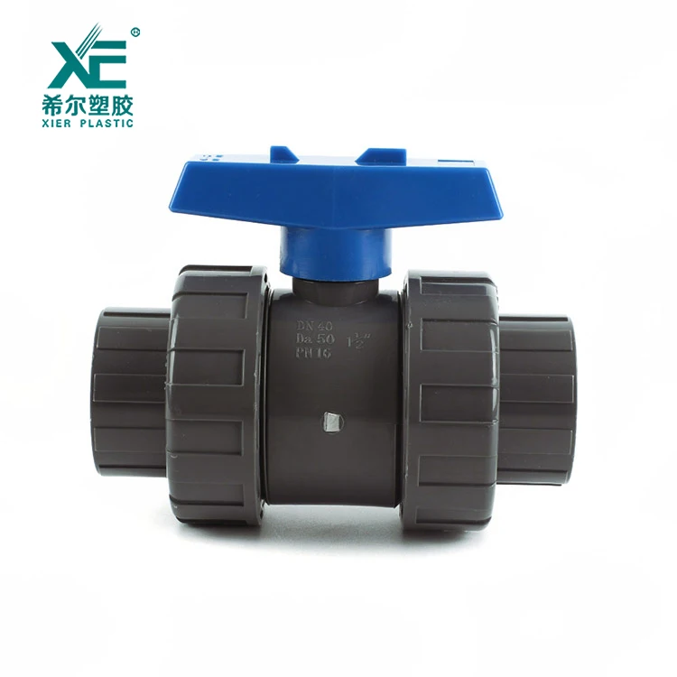 Factory price Professional blue handle pvc double true union ball valve