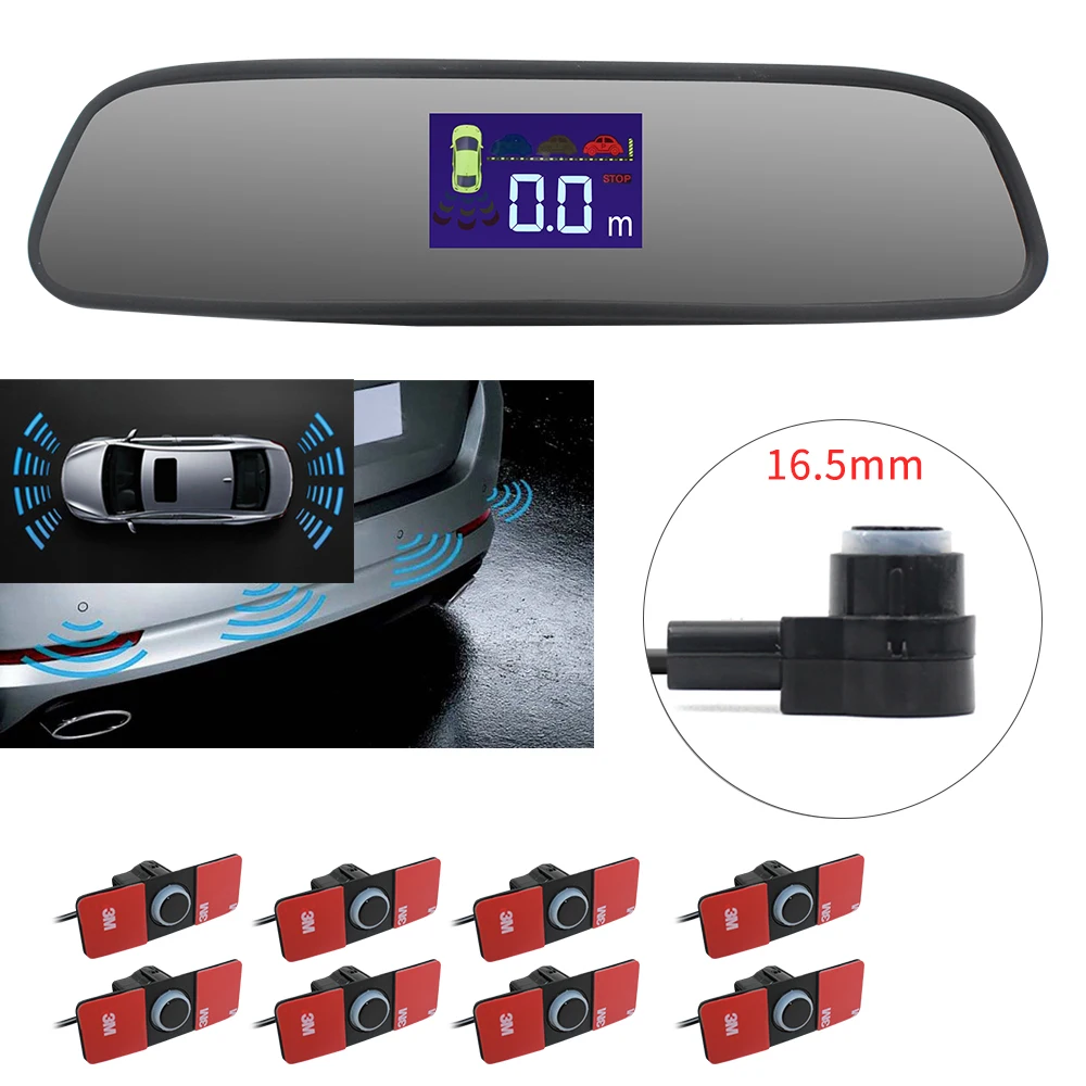 Hot Sale Car Lcd Parking Sensor Parktronic Display 8 Sensors Reverse