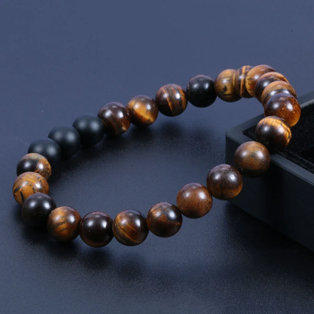 Wholesale Custom Jewelry Elastic Agate Tiger Eye Natural Stone Bead Bracelet Men