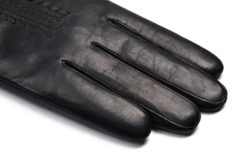 Mens Thick Black Handjob Goatskin Driving Leather Gloves In Europe For