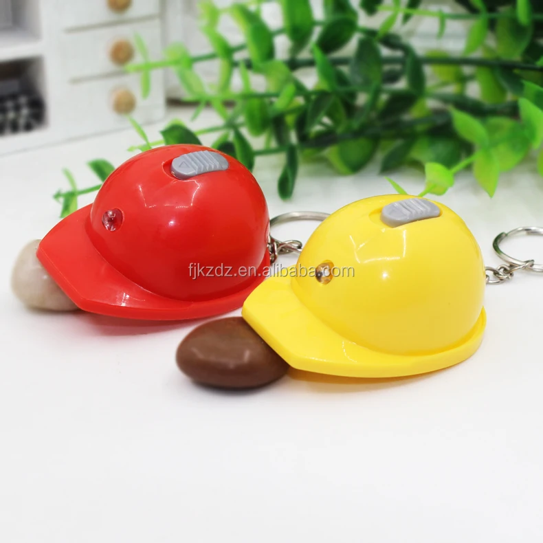 Led Helmet Keychain,Mini Hard Hat Keychain Light,Led Keyholder With
