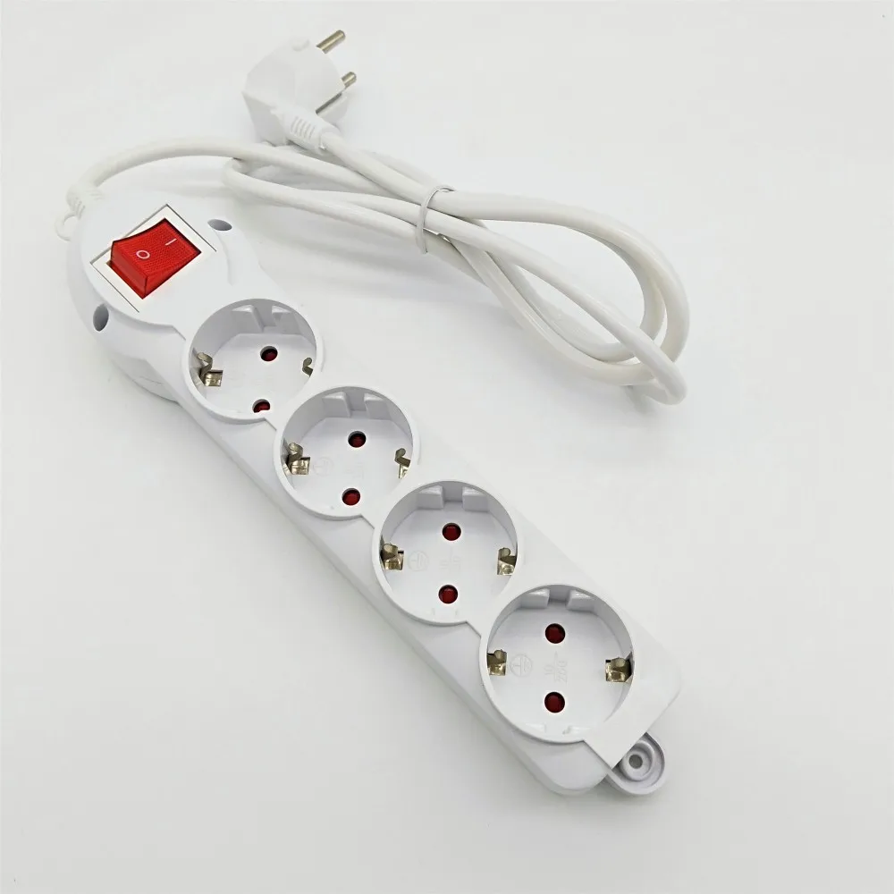 4 Way Electric Sockets 220v Power Strip European Extension With Long