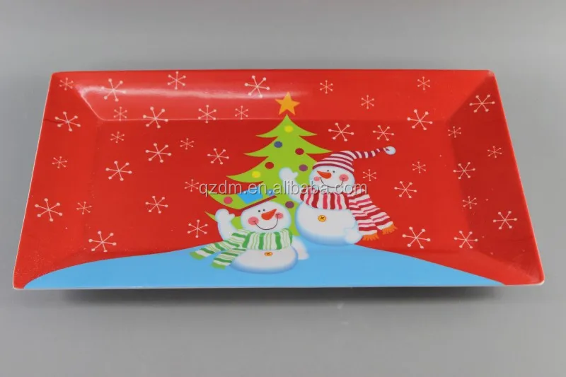 Christmas Melamine Rectangle Plate Plastic XMAS Tray