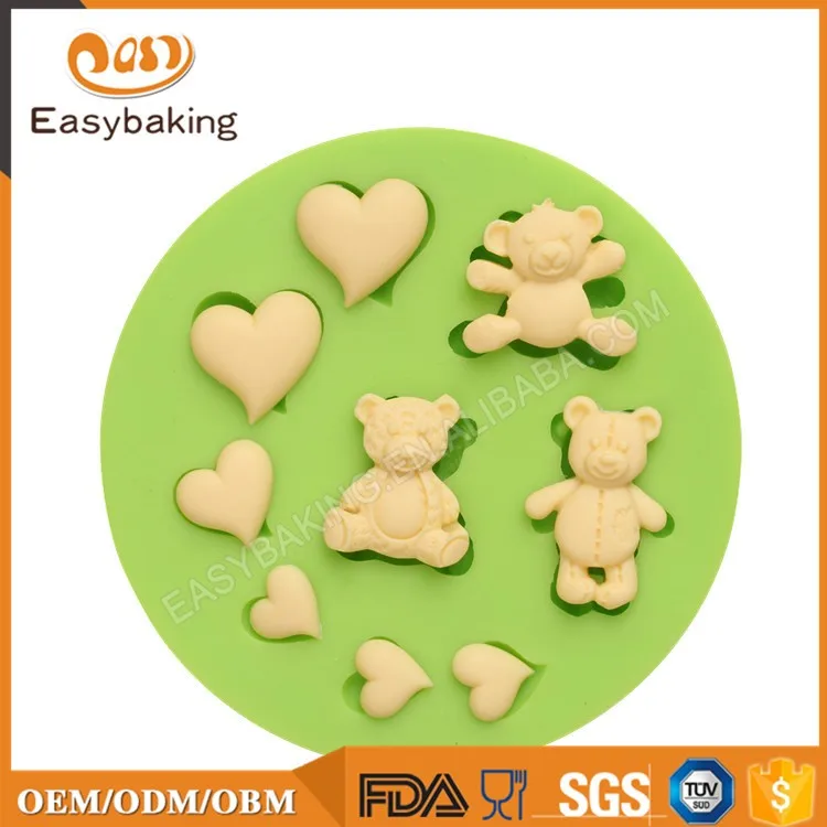 ES-0016 3D lovely little bear shape silicone fondant cake decoration mold