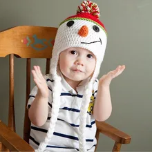 Fantastic 2014 New Fashion Cute Christmas Snowman Children Crochet Knit Inside Wool Cap Feida