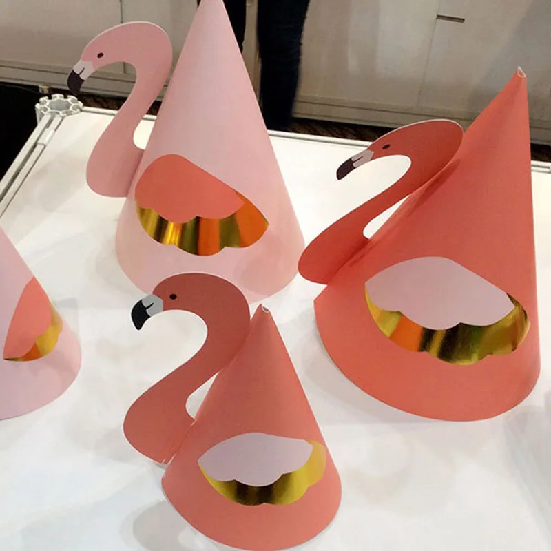 3xlovely Flamingo Birthday Paper Cone Hat Niños 3xlovely Flamingo Birthday Paper Cone Hat Niños