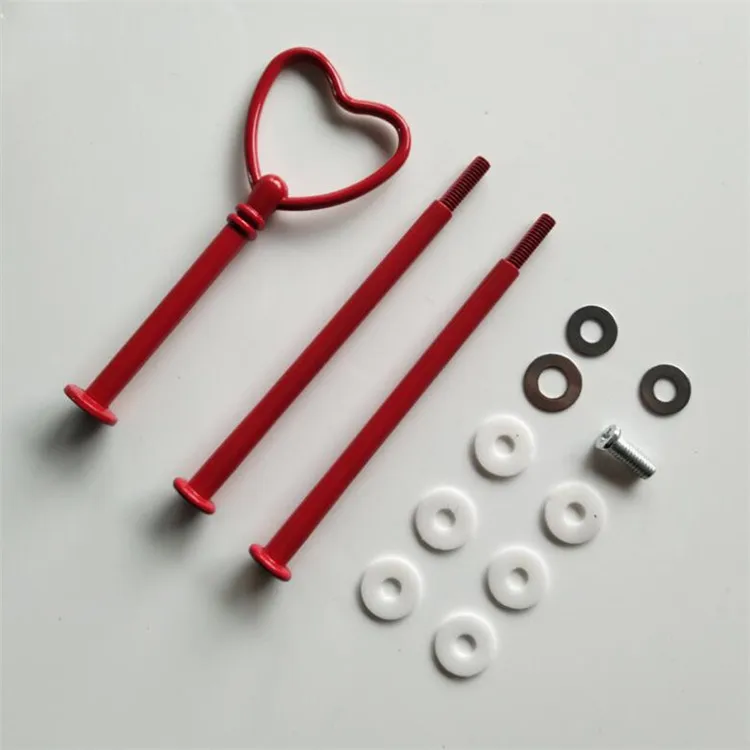Red color Heart shape Cake stand handles and fittings cake plate stand hardware CSH-006