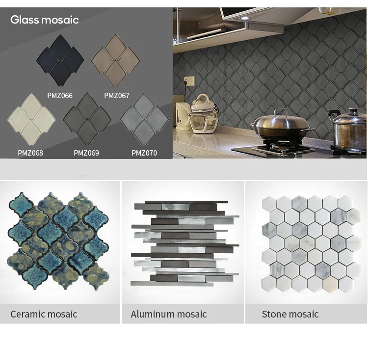 Hotel Restaurant Villa Hexagonal  Marble Wall UV Inkjet Glazed Stone Mosaic Tiles