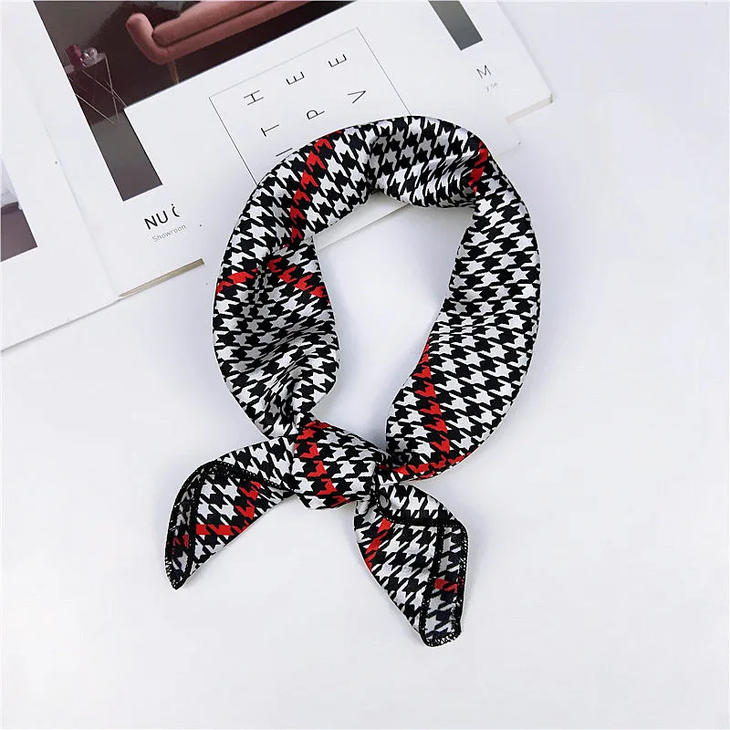 Instagram Summer Spring Neck Scarves Accessories Colorful Pattern Stripe Silk Square Scarf For Women