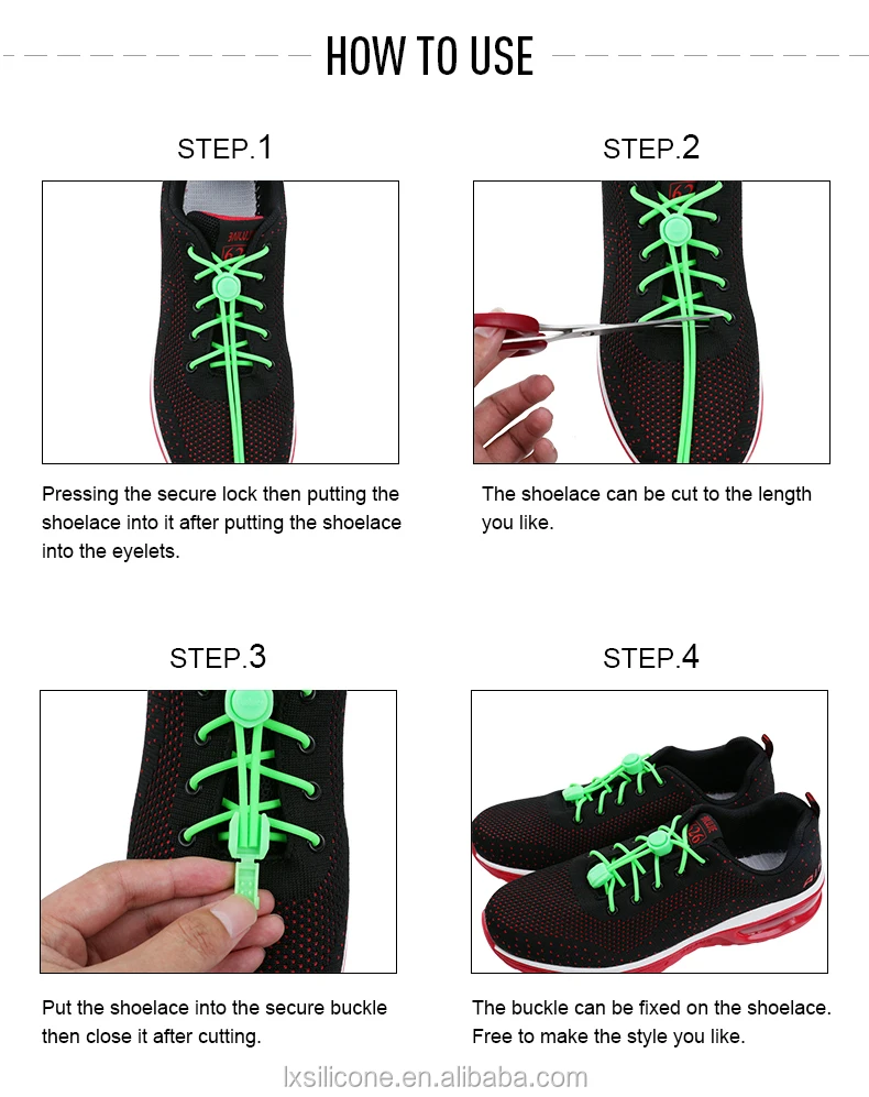 Colorful Convenient Lock And Fastening System Silicone Shoelace For ...