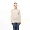 Stylish ladies women wool mixed round neck mesh knitting pullover sweater