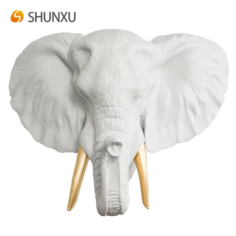 Faux Resin Elephant Head Bust Resin Animal Decorative Fauxidermy Mount
