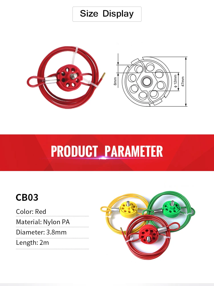 Adjustable Cable Lockout with cable dia. 3.8mm length 2m