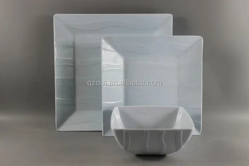 12 pcs melamine square ware dinner ware solid color